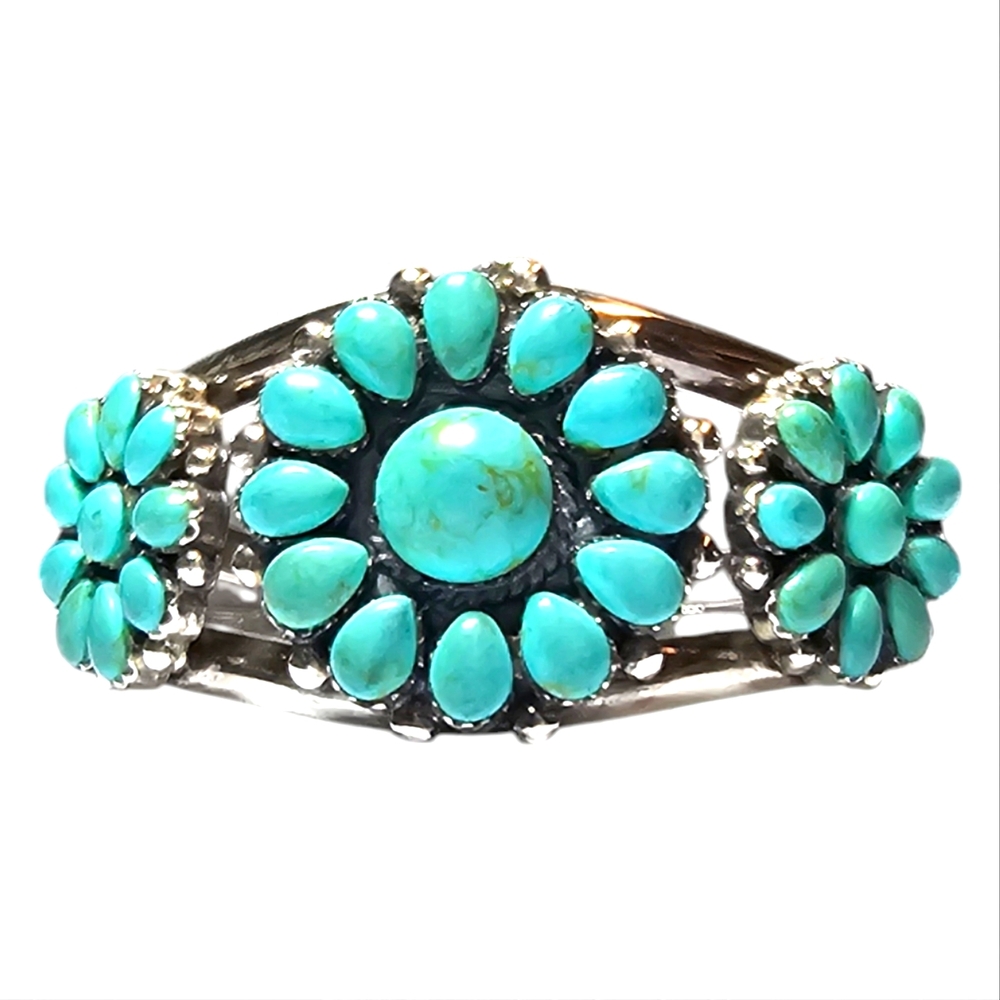 Vintage Native American Navajo Torquoise Beacelet Sterling Silver
